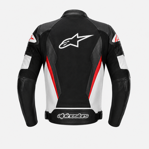 Chaqueta de cuero para motocicleta estilo carreras, manga larga, con cremallera, chaqueta de montar con logo personalizado, unisex, para adultos. - Product Image 2