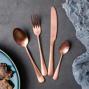 Stainless Steel <b>Gold</b> <b>Mirror</b> Polished Hammered Design Handle Stainless Steel <b>Gold</b> Polished Knives and Spoon Fork Cutlery Set - Product Image 3