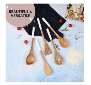 Ensemble de spatules en bois faites à la main de qualité supérieure, 7 pièces, ustensiles de cuisine écologiques fabriqués en Inde, boîte de couleur personnalisée, Mirha International - Product Image 2