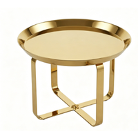 Table d'appoint moderne en métal doré Jm, design minimaliste en acier inoxydable, motif gravé, salon, chambre, bureau, appartement, hôtel