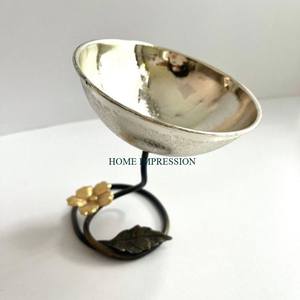 Bol de décoration de vaisselle de restauration pour hôtel, forme ronde polie brillante plaquée en noir avec base de conception de branche, bol de service de fruits - Product Image 5