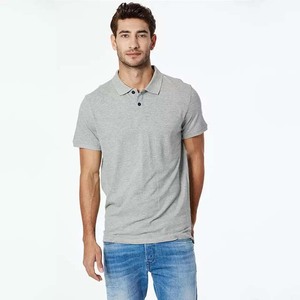 T-shirts de golf d'été avec logo personnalisé pour hommes en coton respirant pour polos de grande taille en jersey compressé à motif solide - Product Image 2