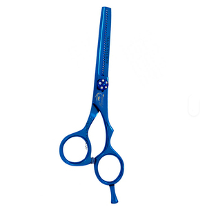 Ciseaux de coiffure professionnels bleus en acier inoxydable à lames droites et pointe émoussée pour droitiers, pour salon et barbier - Product Image 4