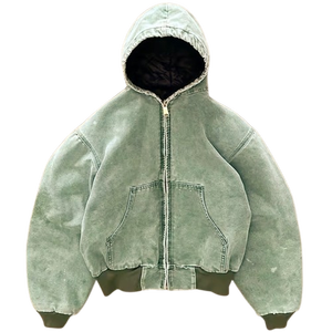 Meilleur service OEM Fabricant de logo personnalisé 100% coton Sweats à capuche lourds pour hommes Acid Washed Distressed Zipper Hoodie à vendre - Product Image 1