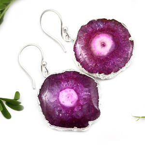 Pendiente de gota colgante de forma elegante de cuarzo Solar Natural galvanizado de plata de moda clásica para niñas joyería al por mayor para India - Product Image 3