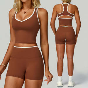 Women's Lightweight Yoga <b>Vest</b> <b>with</b> I-Shaped Tight Back Solid Style Summer Sports & Fitness <b>Tops</b> Contrasting Hemmed <b>Vest</b> - Product Image 3