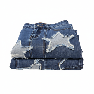 Pantalones Vaqueros Anchos Y2K con Parches de Estrellas para Mujer - Pantalones de Mezclilla Cargo de Cintura Alta y Corte Holgado - Estilo Urbano Desgastado - Product Image 6