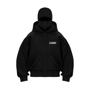 เสื้อฮู้ดดี้ผู้ชาย OEM แบบหนา ผ้าถักทรงหลวม สไตล์สตรีทแวร์ มีฮู้ดสองชั้น พร้อมหน้ากากนินจา เหมาะสำหรับใส่ลำลองในฤดูหนาว - Product Image 4