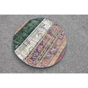 Alfombra clásica hecha a mano de lana verde Beige, diseño de retazos rectangulares de 3,2x3,2 pies para adolescentes, alfombras de látex para dormitorio y pasillo - Product Image 2