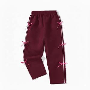 Nouveau pantalon cargo d'été pour femme en toile avec coutures à nœuds, taille mi-haute élastique, coupe droite, effet amincissant - Product Image 5