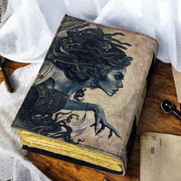 Journal en cuir A5 DND fait à la main, art de la médiévaille sombre, carnet d'art, carnet de croquis vintage, grimoire de sorcière, livre des ombres