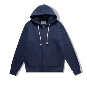 Sweat-shirt à capuche pour homme en molleton épais de coton de haute qualité, fermeture éclair intégrale, couleur unie, décontracté, automne-hiver - Product Image 5