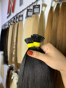 Extensions de cheveux I Tip, kératine pré-collée, 100% cheveux vierges vietnamiens, qualité supérieure, couleur noire - Product Image 5