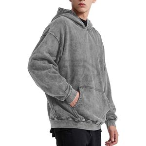 Sweat à capuche vintage surdimensionné en coton imprimé avec logo personnalisé Pull-over Respirant Coupe-vent Lavage à l'acide Hoodies Service OEM - Product Image 3
