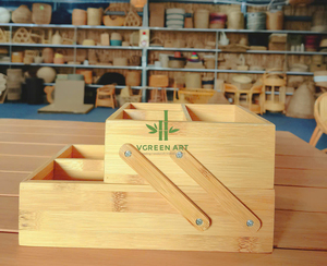 กล่องเก็บของไม้ไผ่แบบขยายได้ 2 ชั้น พับเก็บได้ สำหรับห้องครัว - Product Image 1