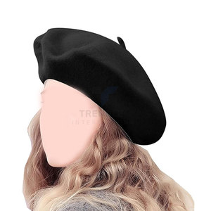 Béret français pour femme, personnalisable, couleur unie, style artiste décontracté, béret en toile, toutes saisons, bonnet chaud, accessoire de mode pour - Product Image 1