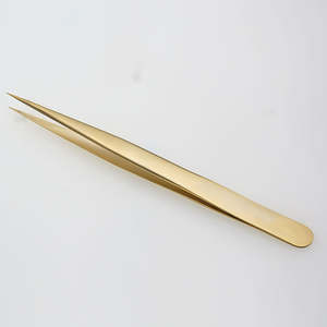 Pinzas de Precisión Manuales Profesionales de Acero Inoxidable con Punta Curva Dorada para Extensión de Pestañas, Maquillaje, Joyería, Manualidades y Detalles Finos - Product Image 2