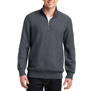 Sweat-shirt à fermeture éclair pour hommes de qualité supérieure 1/4 dans un pull élégant à col montant avec manches complètes pour une tenue décontractée confortable - Product Image 2