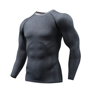 Camisetas de Compresión Personalizadas para Hombre, Spandex/Nailon, Manga Larga, Transpirables, de Secado Rápido, Elásticas en 4 Direcciones, Servicio OEM - Product Image 1