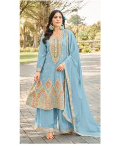 Traje Eid de terciopelo blanco para niñas, Salwar Kameez pakistaní listo para usar al por mayor - Product Image 1