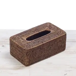 Latest Model 2023 Table Decor Sustainable Rattan Rectangular Vietnam Tissue Box for Home Decor Items