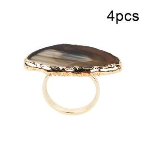 Ensemble de 4 ronds de serviette de table de luxe en métal de forme personnalisée en agate polie miroir en acier inoxydable - Product Image 4