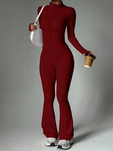 Vêtements de sport pour femmes rétro Y2K en deux pièces avec logo personnalisé en gros, tenue évasée à pattes d'éléphant avec col à capuche, survêtement décontracté - Product Image 6