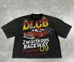 Camiseta de punto de algodón 100% de 300GSM para hombre, de corte holgado, estilo hip-hop de lujo vintage, personalizada en 3D, con detalles DTG y pedrería. - Product Image 1