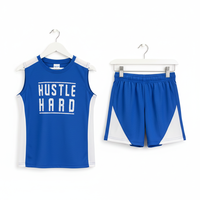 Vêtements de basket-ball tendance pour enfants en spandex/polyester avec motif de lettres 'HUSTLE HARD' |   Style streetwear pour jeunes athlètes