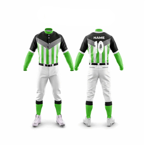 Nuevas camisetas de béisbol personalizadas con estampado de transferencia de calor para adultos, uniforme de béisbol para hombre, Kit de camiseta de softbol de manga larga a rayas, botones 100% - Product Image 6