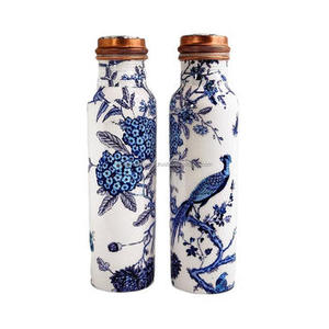 ขวดน้ำโลหะเคลือบสีขาวและทองขนาด1000มล. ทำด้วยมือสำหรับดื่มเครื่องครัวบนโต๊ะ - Product Image 6