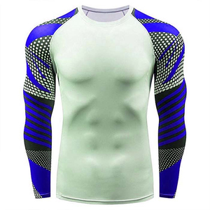 Nuevas camisas de compresión de tendencia superior para hombres y 100% poliéster de manga larga Rash Guard proveedor de ropa corporativa al por mayor
 - Product Image 3