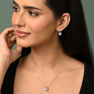 Parure de bijoux de mariée carrée solitaire en argent plaqué or 14 carats Russo avec zircon et perle, superposée d'or, pour mariages, fêtes et fiançailles - Product Image 3
