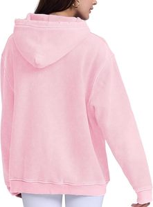 Sudadera Unisex de Algodón Mezclado 100% con Lavado Ácido, Estilo Urbano, Efecto Desgastado, Diseño Bordado de Toalla, Corte Holgado, Color Liso - Product Image 4
