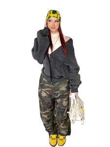 À la mode femmes gris fermeture éclair Y2k sweats à capuche surdimensionnés confortable respirant tenue décontracté sweats à capuche d'hiver pour les femmes - Product Image 4