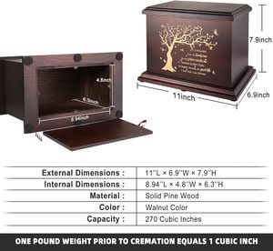 Urnas conmemorativas de cremación para cenizas humanas, caja de urnas de madera para hombres y mujeres adultos y ataúd para cenizas, hombres, mujeres, niños, entierro grande - Product Image 2