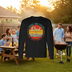 Maglietta a maniche lunghe da uomo con stampa serigrafica per riunioni di famiglia, girocollo, per adulti, modello Fisico Papà - Product Image 3