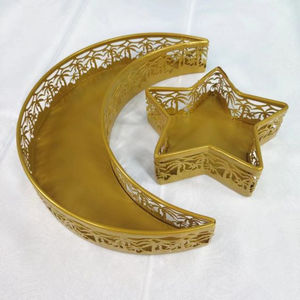 Plateaux en métal plateau martelé fait à la main plateau d'affichage de jeûne ornements de l'Aïd Al-Fitr décoration de fête musulmane - Product Image 5