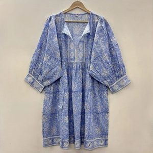 High Street Goth-Elegant Midi Dress Hand Block Printed Casual Summer Clothes Breathable for Office Lady Club Sizes XL 5XL ODM - Product Image 3