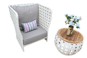 ชุดโซฟาหวายโพลีเอสเตอร์กลางแจ้งที่ทันสมัย PRSF-005สำหรับห้องนั่งเล่นและภายนอกของวิลล่า - Product Image 4