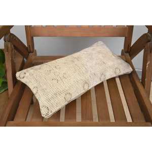 Beige <b>Kantha</b> Patchwork Wool Pillow 8x16 Inch Rustic Floral <b>Throw</b> Pillow with Vintage Embroidered Print Premium Style Portable - Product Image 5