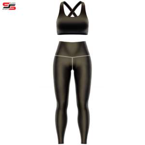 High Quality Quick Dry Workout Suits High <b>Stretchy</b> Gym Fitness Set Leggings 2 Pieces Sports Yoga Set for Woman - Product Image 5