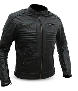 Veste de moto à manches longues à prix raisonnables à vendre vestes de moto en cuir véritable avec logo sur mesure couleur unie - Product Image 6