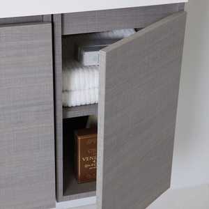 Meuble de salle de bain mural gauche Miami avec portes, profondeur réduite, caractéristiques essentielles - Product Image 4