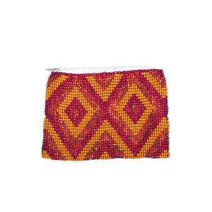 Petit sac à main en broderie artisanale de luxe rouge orange perlé, design unique et élégant, porte-monnaie brodé à la main - Product Image 1