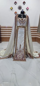 Caftan royal marocain brodé à la main Robe de luxe de qualité supérieure avec tour de taille naturel en pierre pour les mariages et les fêtes en Inde - Product Image 3