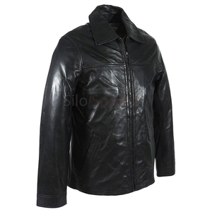 Veste en cuir noir teint en couleur unie pour hommes, meilleure arrivée OEM, haute qualité, bas quantité minimale de commande, taille plus, vestes en cuir chauffantes d'hiver à la mode, 100% - Product Image 3