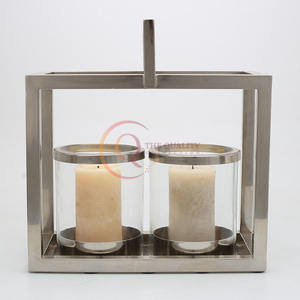 <b>Presenting</b> the Modern Minimalist Lantern with Sleek Metal Frame and Clear Glass Containers for Elegant Home Decor - Product Image 6