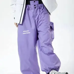 Thick Fleece Lined for Camping Soft Shell Hiking Purple Pants Cargo Extra Baggy Leisure Style Winter Warm Snow Ski Pants