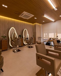 Ensemble de chaise de barbier moderne, durable et portable avec miroir LED, armoire de rangement, en cuir PU pour usage en salon - Product Image 1